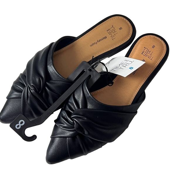 Time and Tru Women’s Black Twisted Knot  Low Heel Mule Sz 8 - Picture 1 of 9